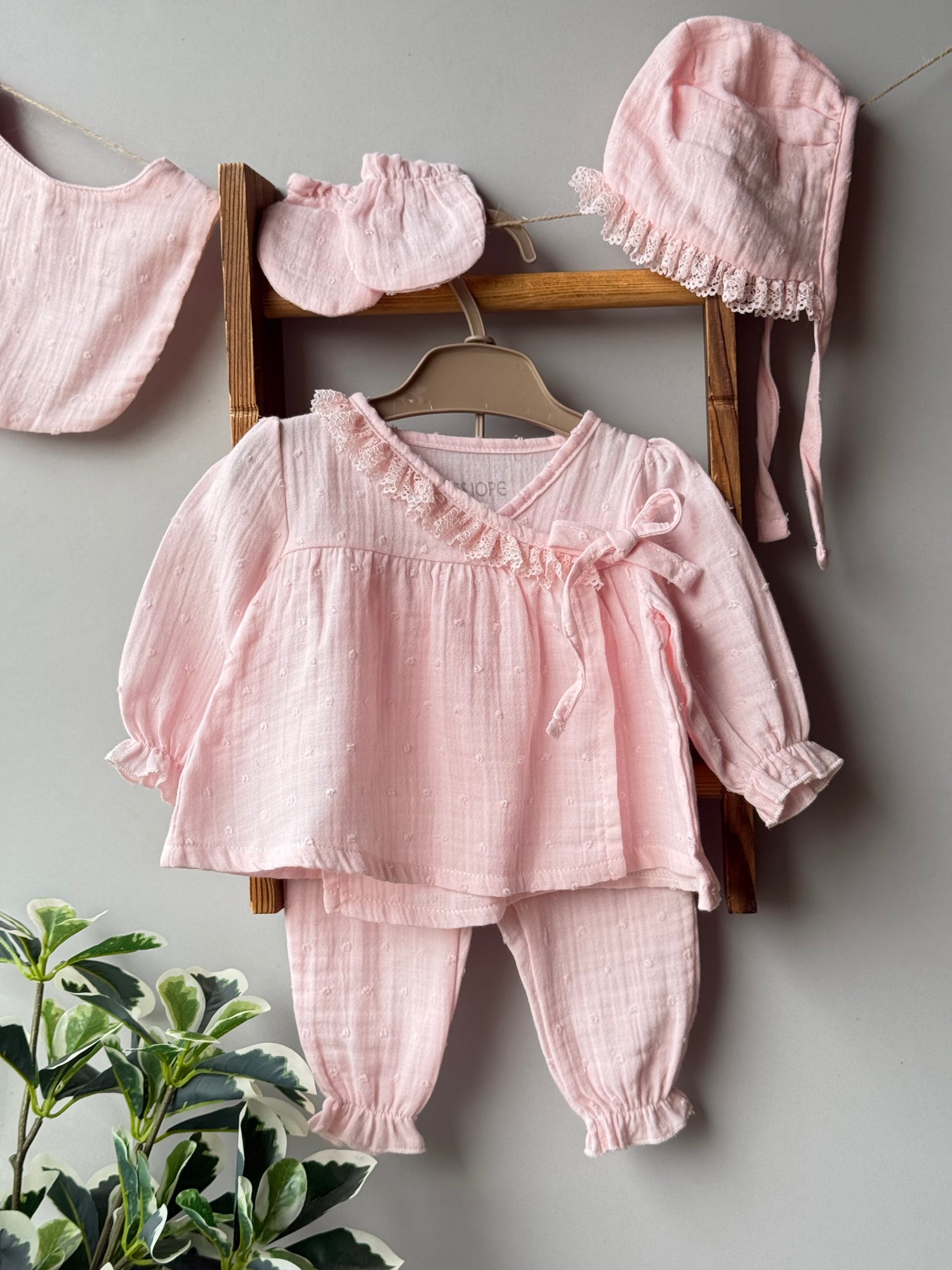 Kimono Muslin set/pink