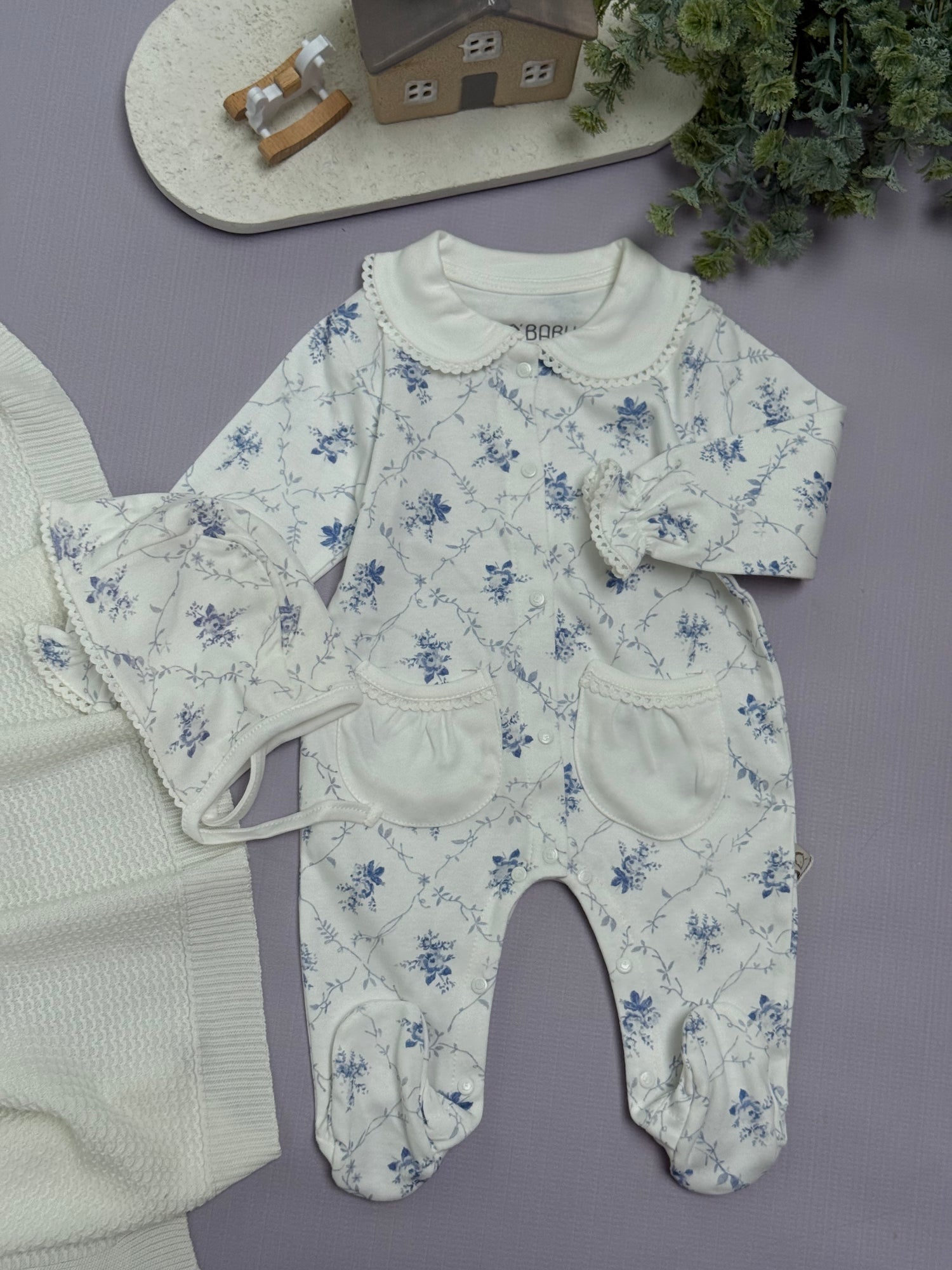 Porcelain floral footie overall