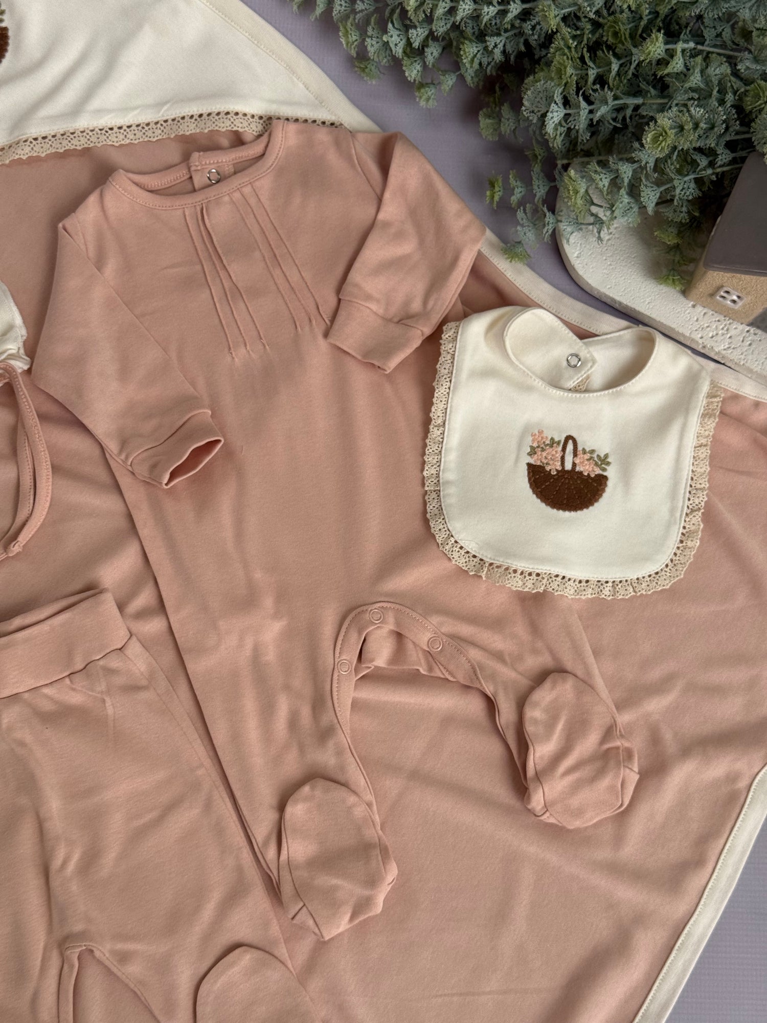 Meadow basket set/blush pink