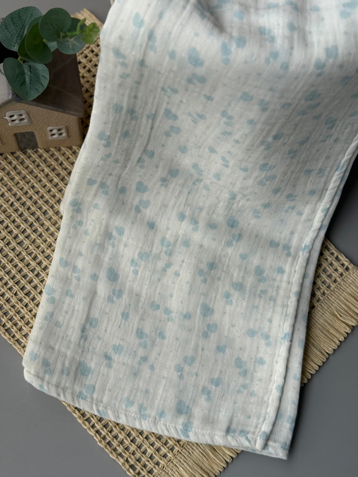 Mint hearts muslin blanket