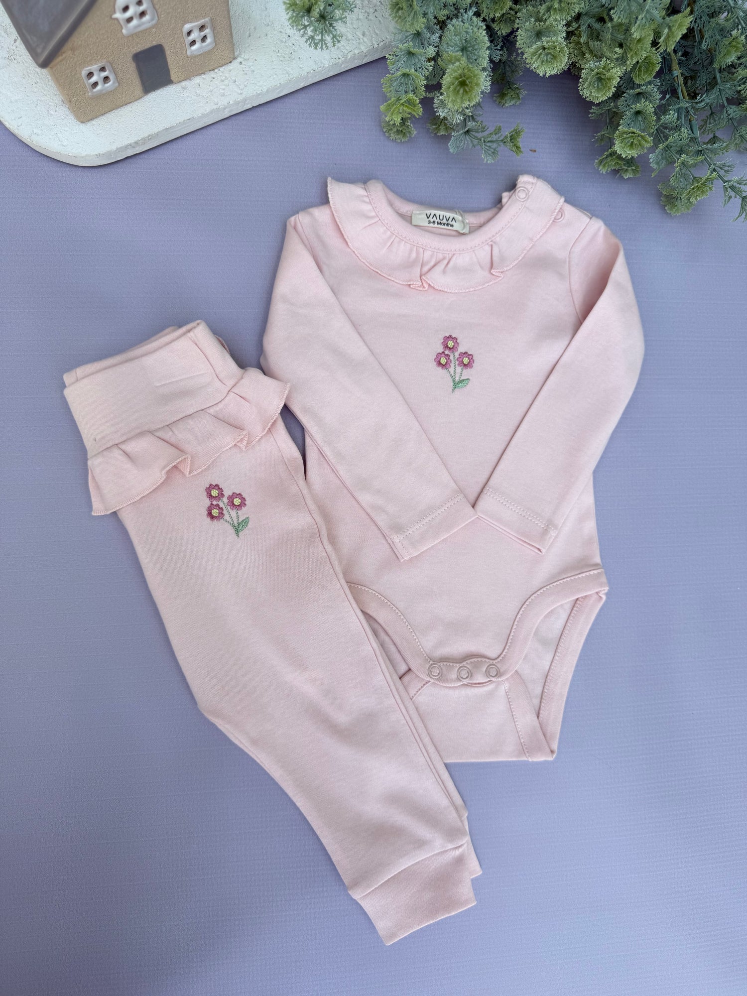 Ruffled body set/pink