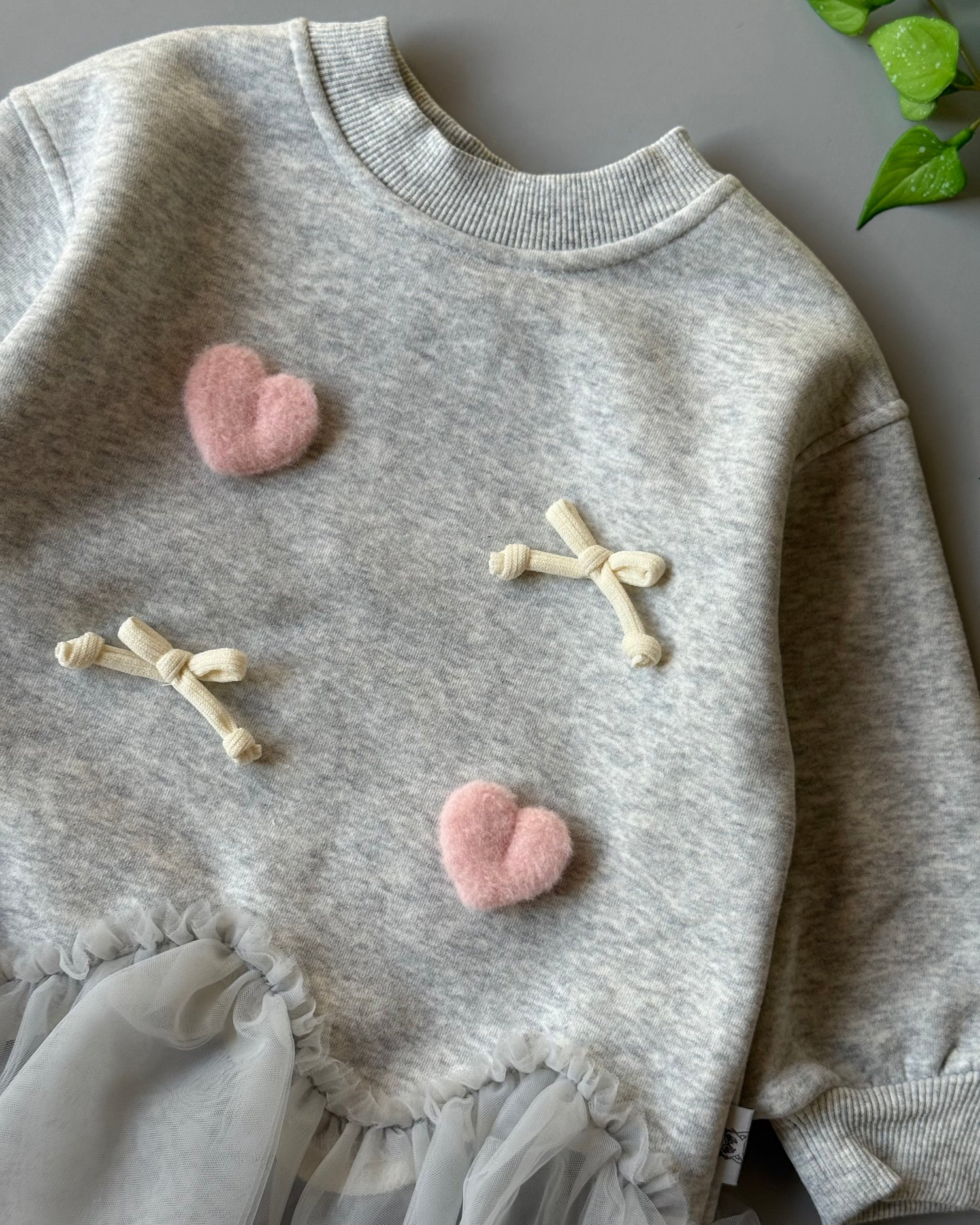 ruffled hoodie grey dress