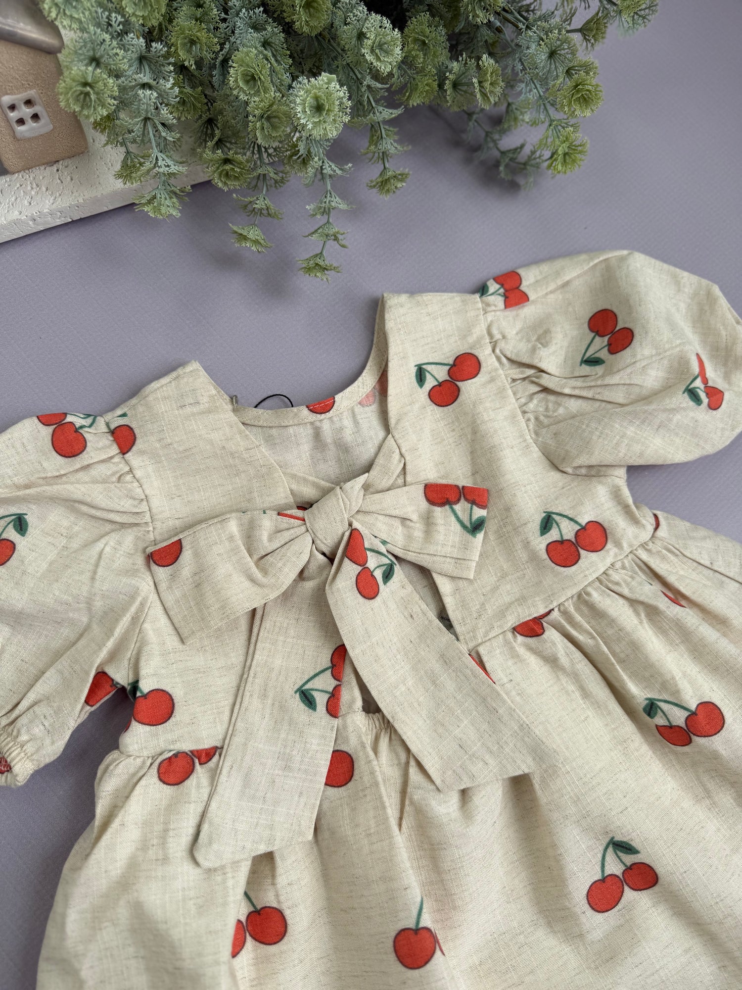 Cherries linen dress