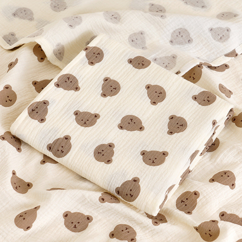 Happy bear muslin blanket