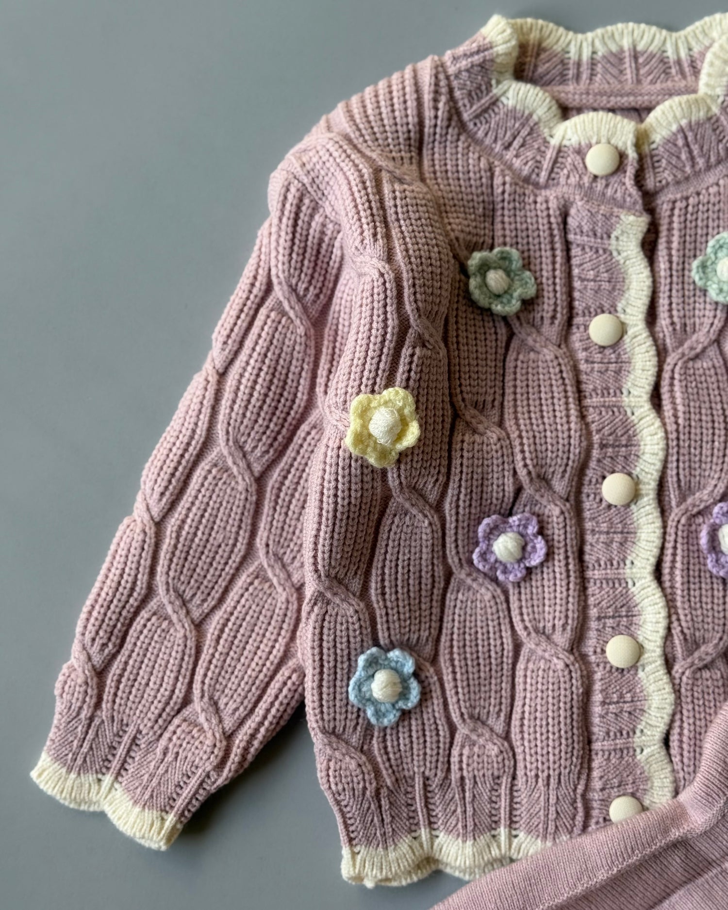 floral knitted skirt set