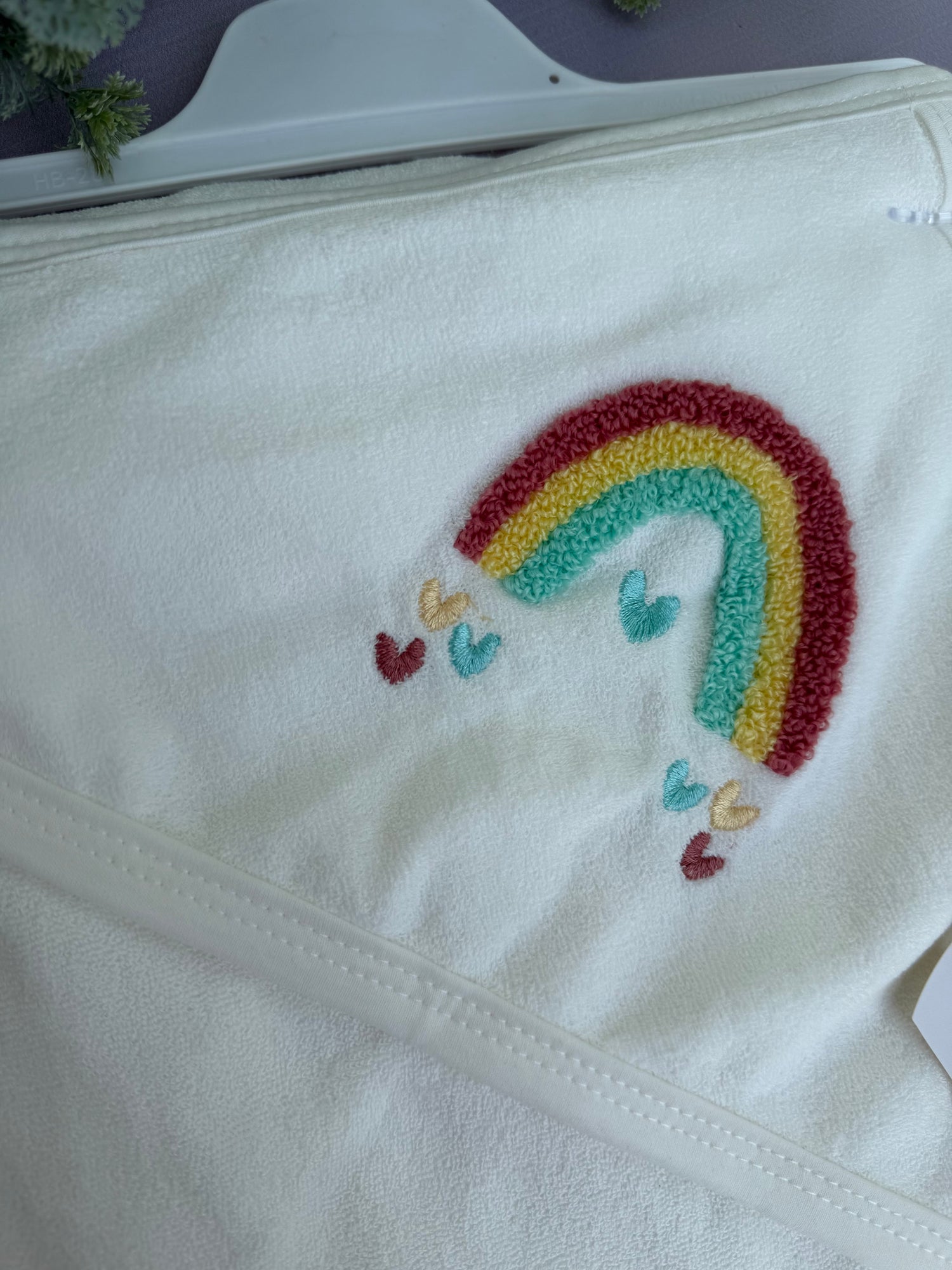 Rainbow white bath towel