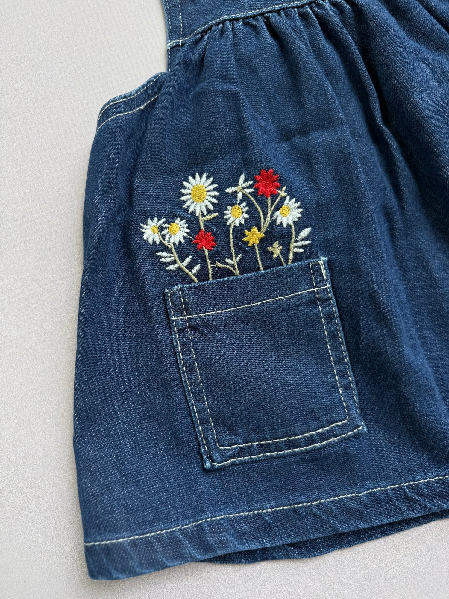 Denim embroidered dress