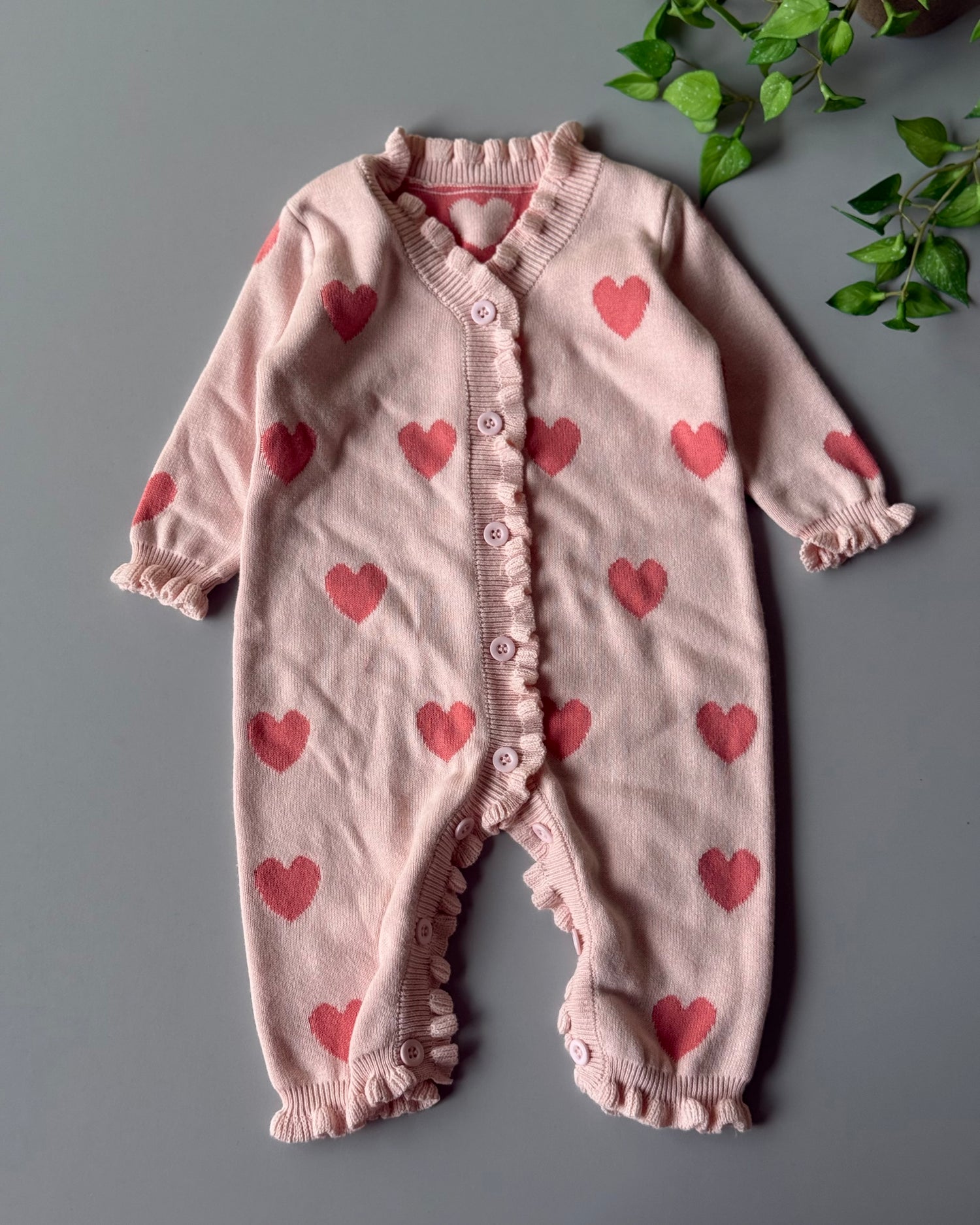 hearts knitted romper