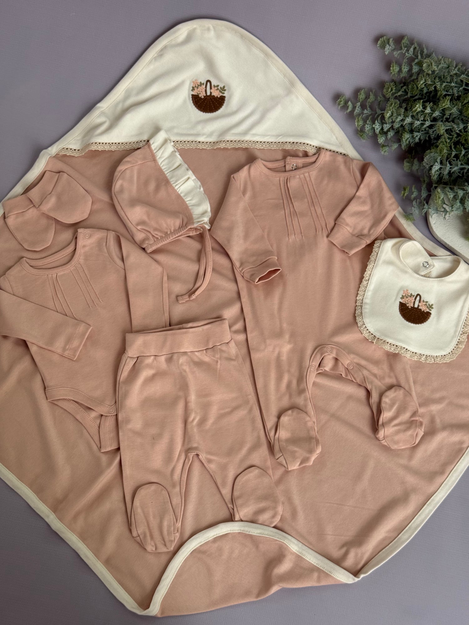 Meadow basket set/blush pink