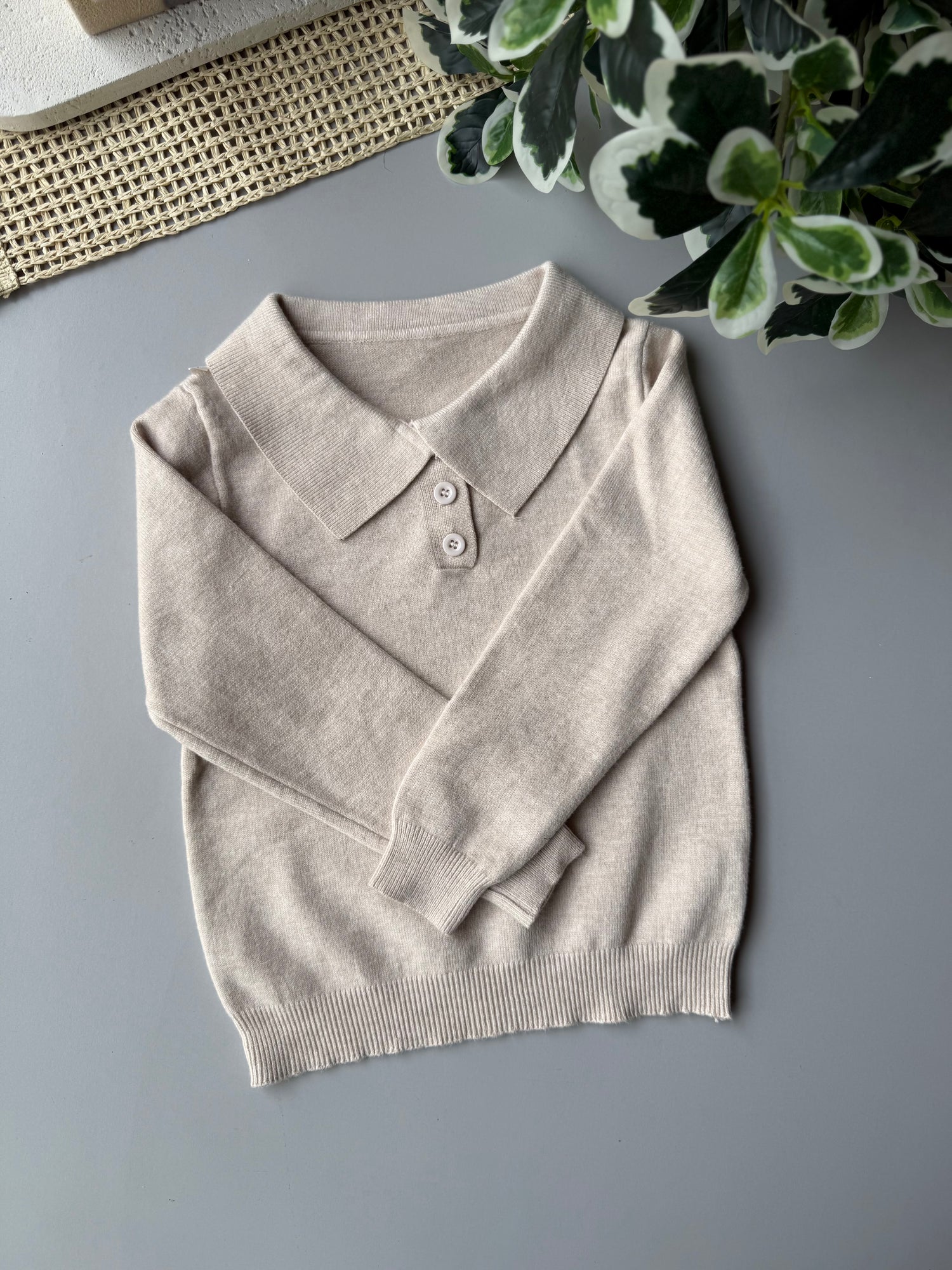 Soft fleece polo sweater