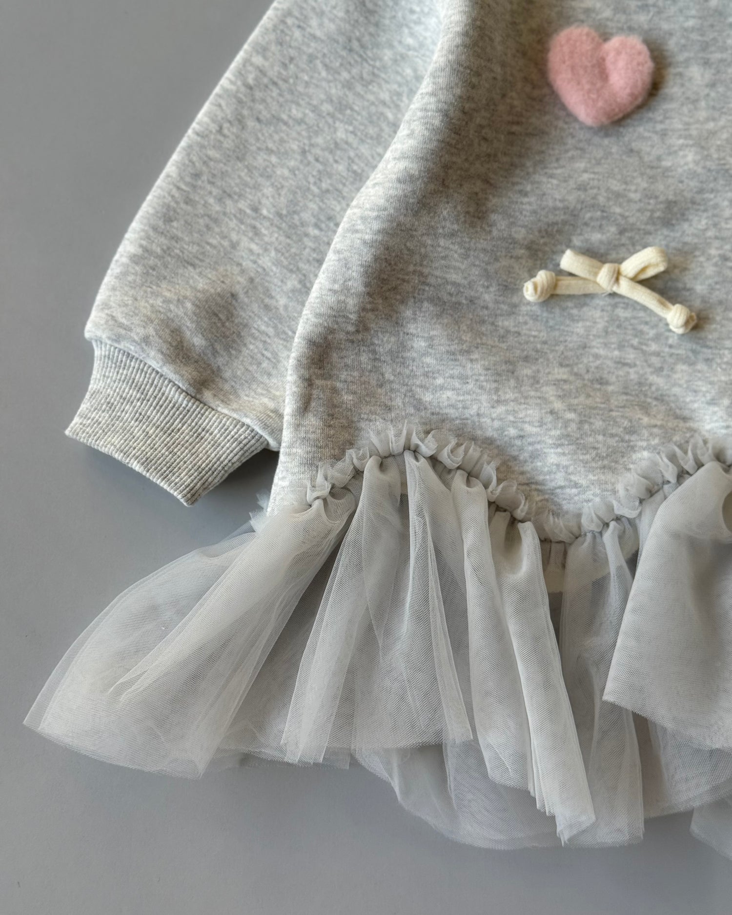 ruffled hoodie grey dress