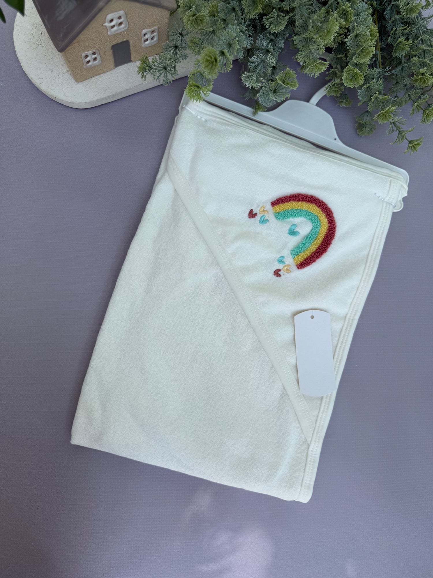 Rainbow white bath towel
