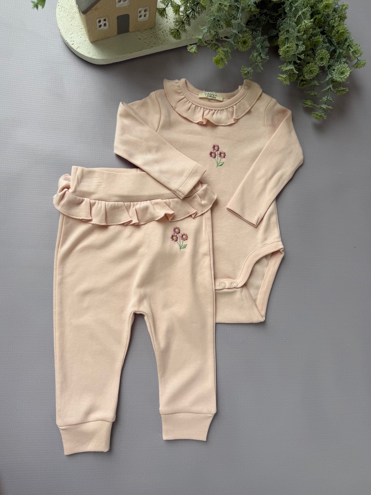 Ruffled body set/pink
