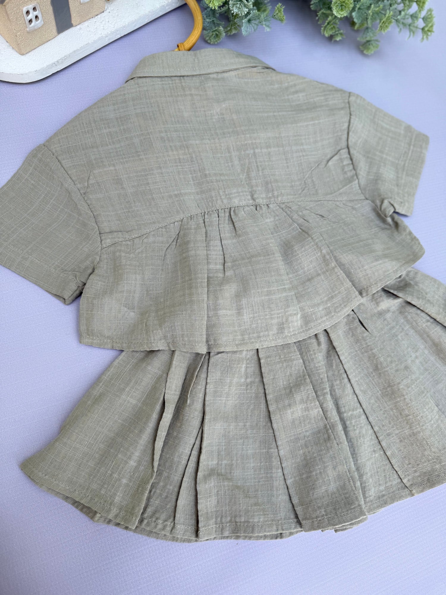 Linen trendy skirt set