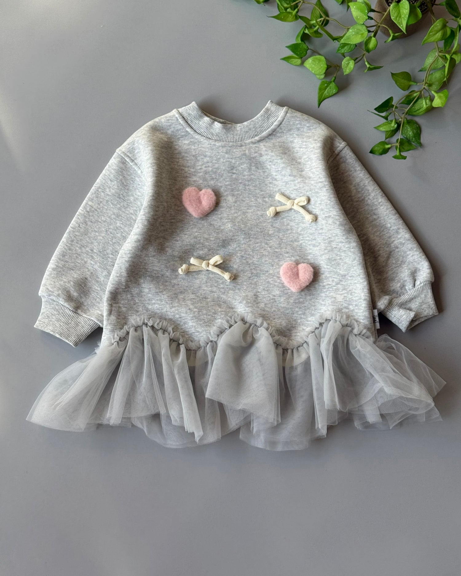 ruffled hoodie grey dress