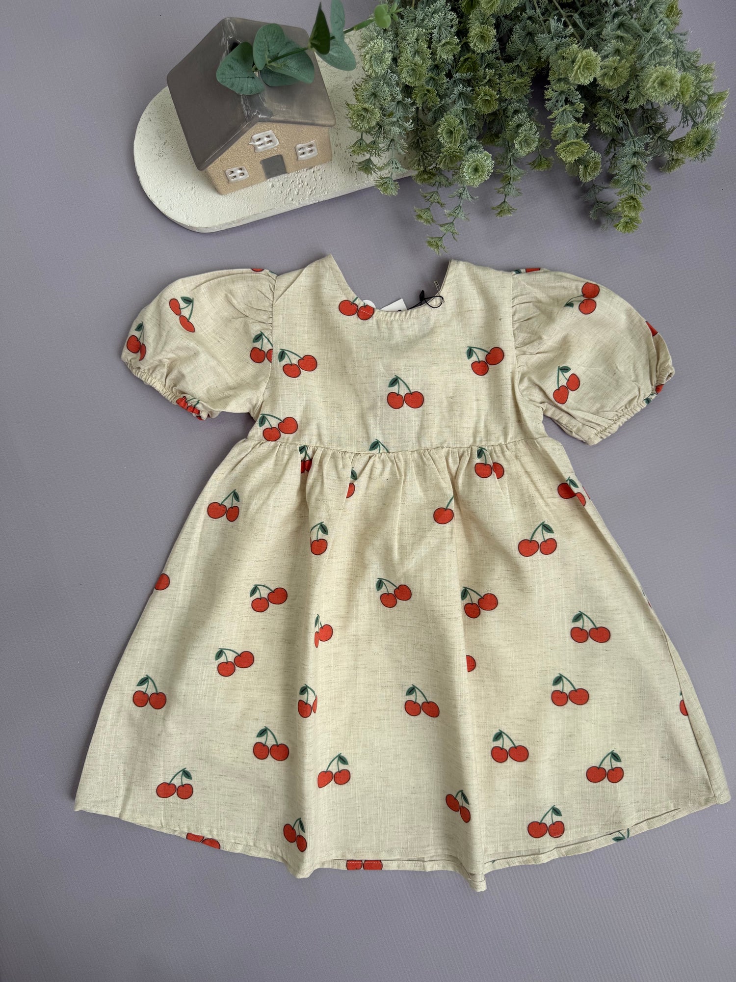 Cherries linen dress