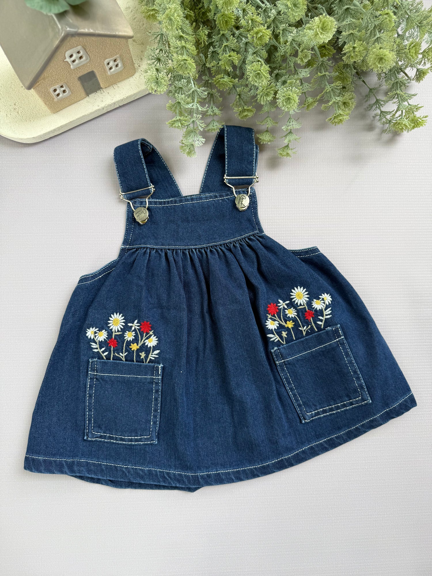 Denim embroidered dress