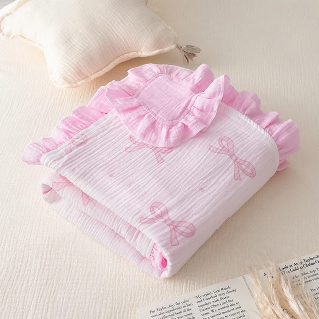 Bows ruffled blanket