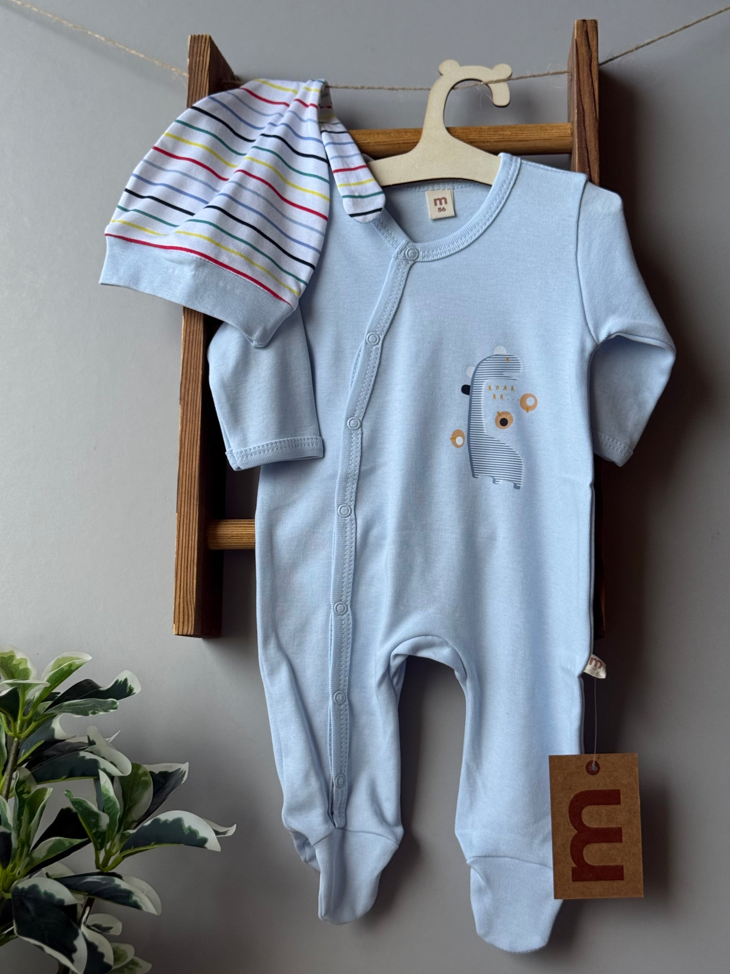 Dino striped overall