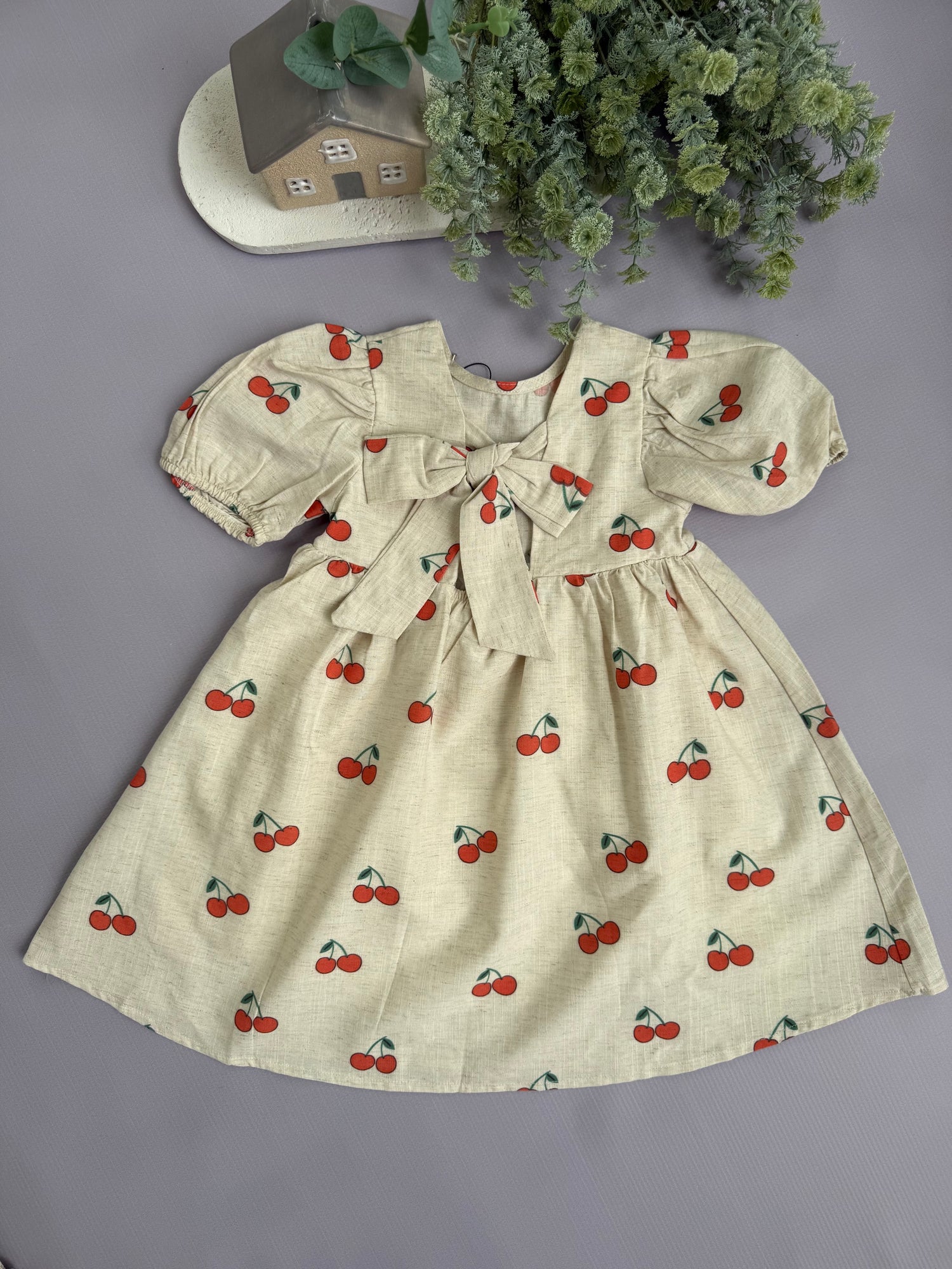 Cherries linen dress