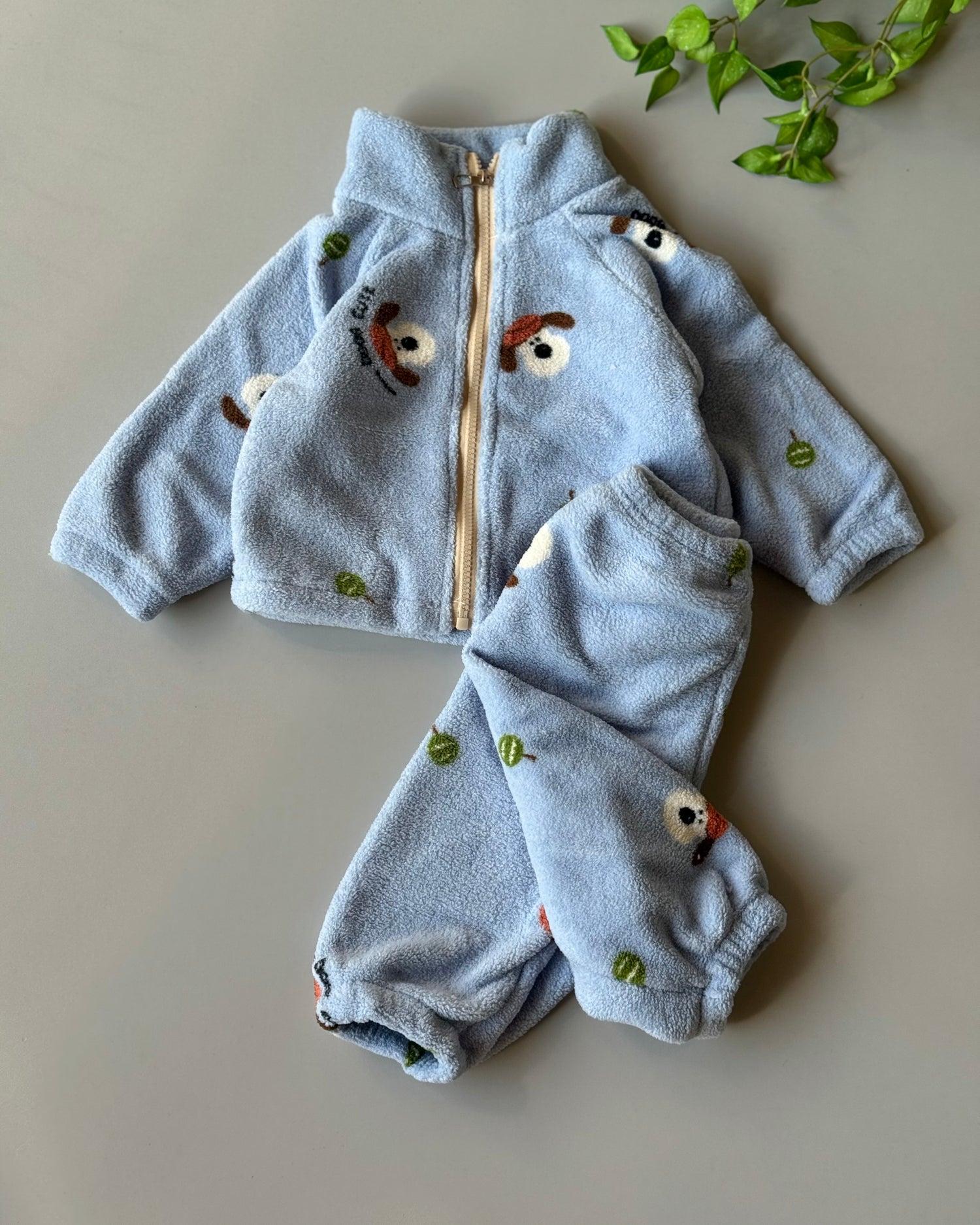 doggie zipper moehair pajama
