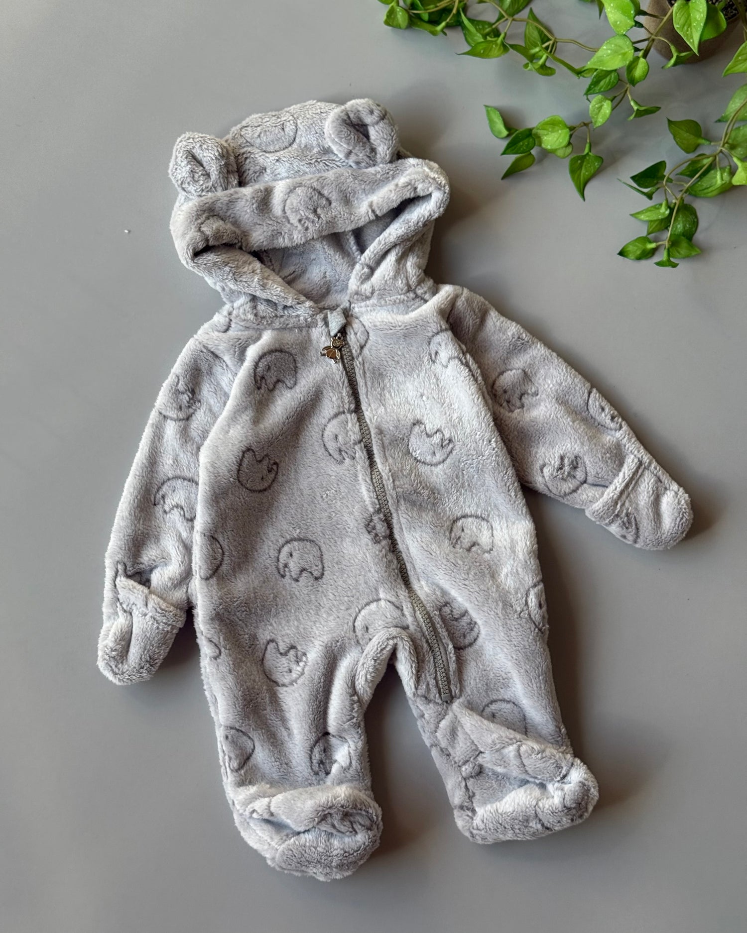 moehair hooded baby overalls